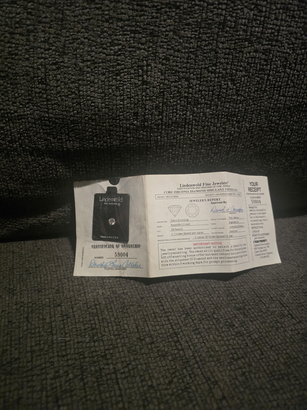 Lindenwold Fine Jewelers | 1 Carat Simulated Diamond W/ Certificate
